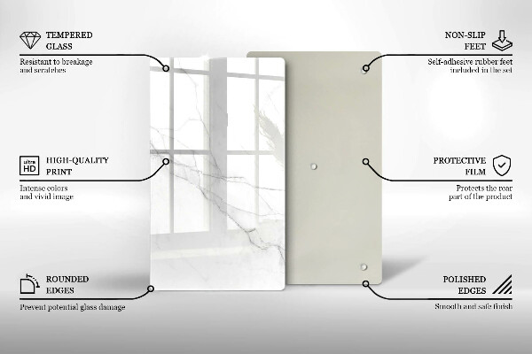 Üveg vágódeszka Finom fehér márvány