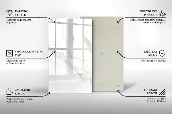 Üveg vágódeszka Finom fehér márvány