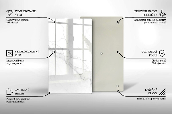 Üveg vágódeszka Finom fehér márvány