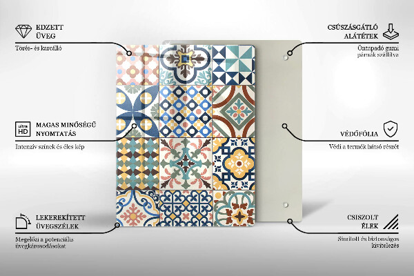 Üveg vágódeszka Finom fehér márvány