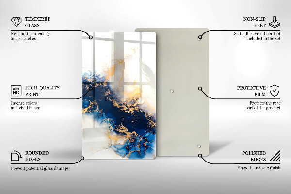 Üveg vágódeszka Absztrakció kékkel