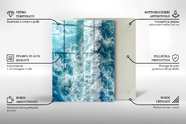 Üveg vágódeszka Absztrakció kékkel