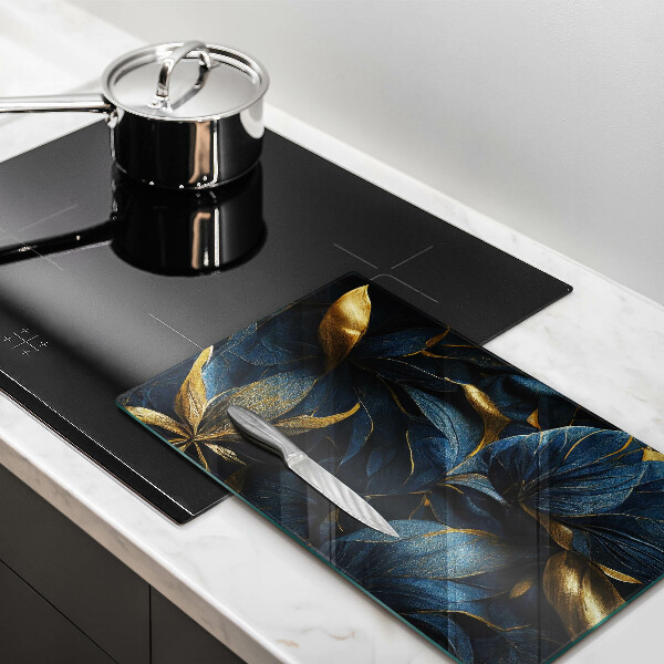 Üveg vágódeszka Dekoratív levelek arannyal