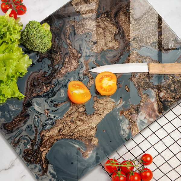 Üveg vágódeszka Dekoratív szikla arannyal