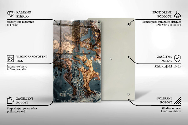 Üveg vágódeszka Dekoratív szikla arannyal