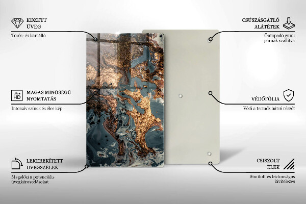 Üveg vágódeszka Dekoratív szikla arannyal
