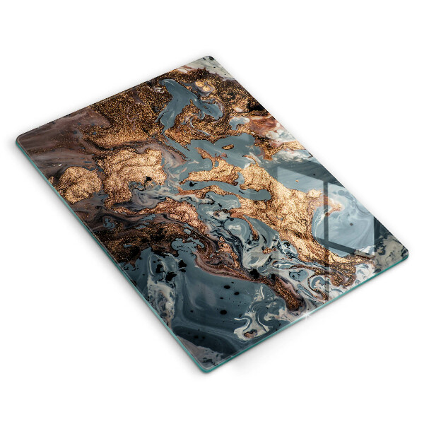 Üveg vágódeszka Dekoratív szikla arannyal