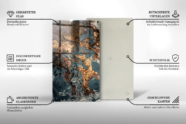 Üveg vágódeszka Dekoratív szikla arannyal