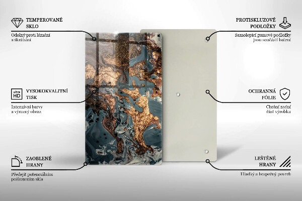 Üveg vágódeszka Dekoratív szikla arannyal