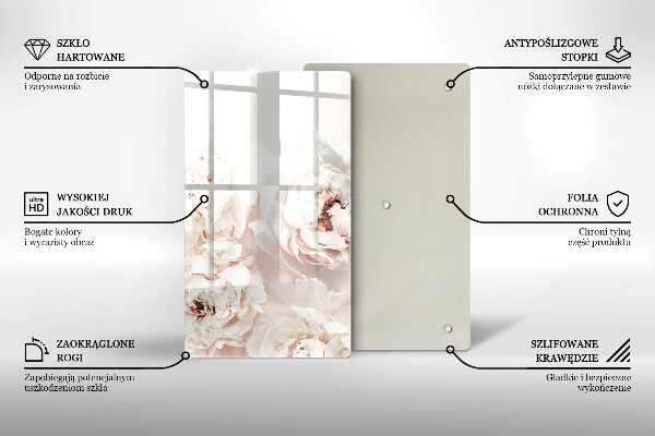 Üveg vágódeszka Pasztell bazsarózsa