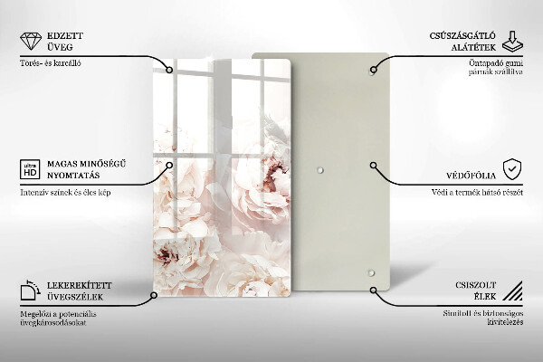 Üveg vágódeszka Pasztell bazsarózsa