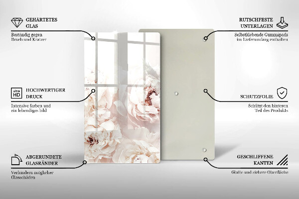 Üveg vágódeszka Pasztell bazsarózsa