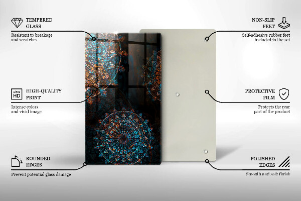 Üveg vágódeszka Boho vintage kerekek