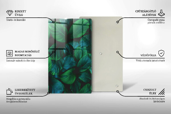 Üveg vágódeszka Dzsungel levelei