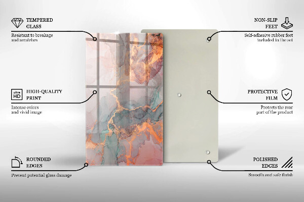 Üveg vágódeszka Márvány arannyal