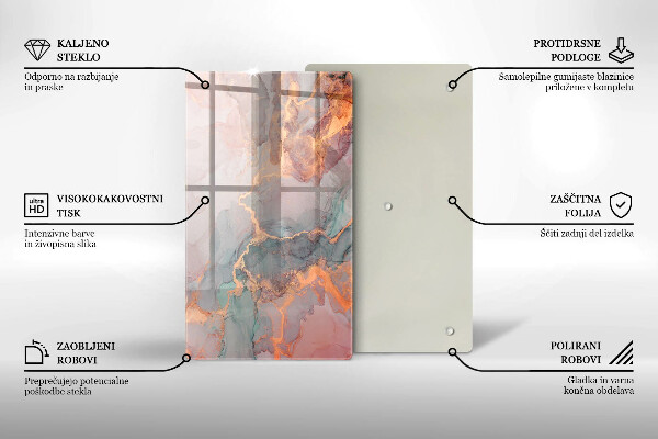 Üveg vágódeszka Márvány arannyal