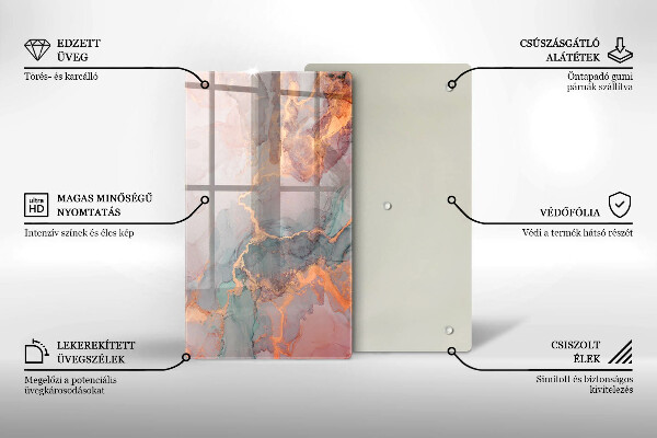 Üveg vágódeszka Márvány arannyal