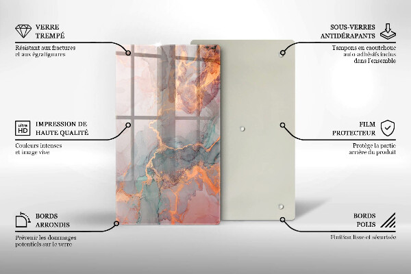 Üveg vágódeszka Márvány arannyal