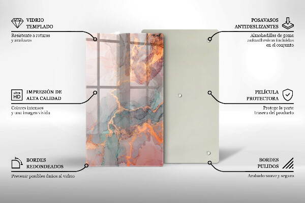 Üveg vágódeszka Márvány arannyal