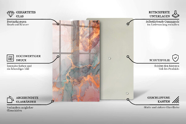 Üveg vágódeszka Márvány arannyal