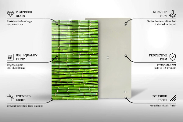 Üveg vágódeszka Természetes bambuszok