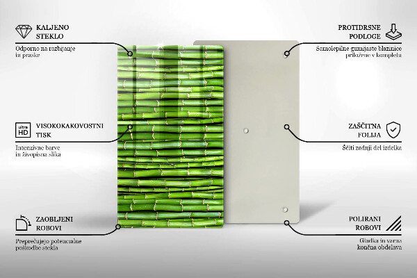 Üveg vágódeszka Természetes bambuszok