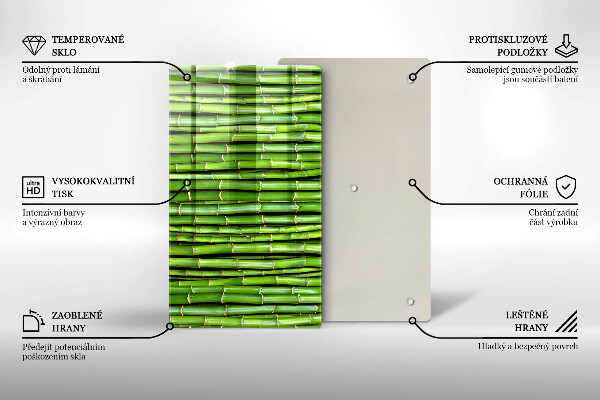 Üveg vágódeszka Természetes bambuszok