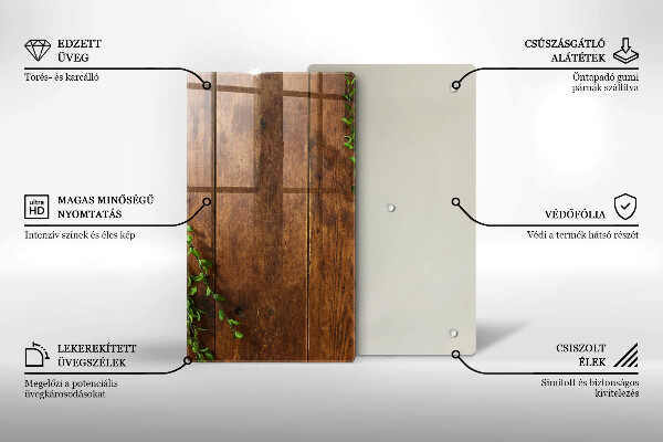 Üveg vágódeszka Fa táblák és levelek