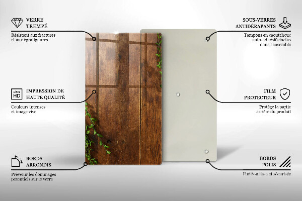 Üveg vágódeszka Fa táblák és levelek