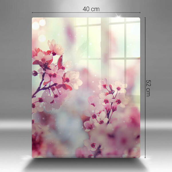 Üveg vágódeszka Tavaszi rózsaszín virágok