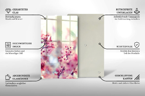 Üveg vágódeszka Tavaszi rózsaszín virágok