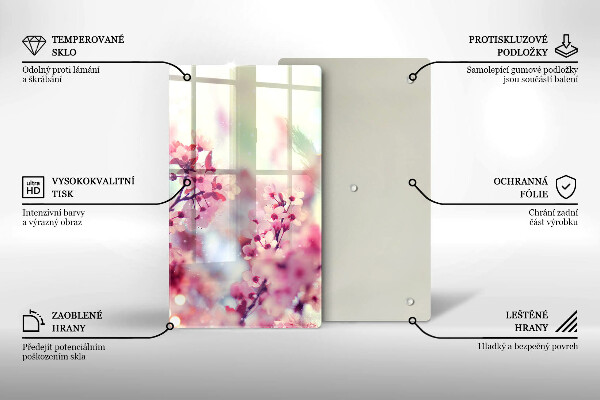 Üveg vágódeszka Tavaszi rózsaszín virágok