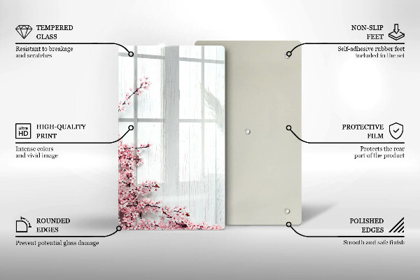 Üveg vágódeszka Virágok a táblákon