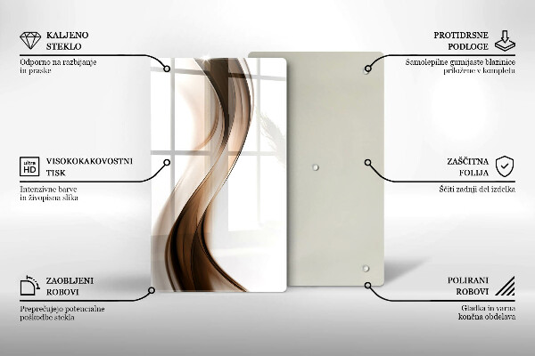 Üveg vágódeszka Absztrakt barna vonalak