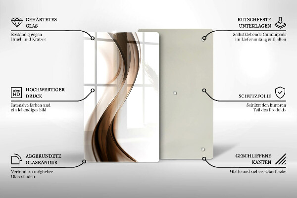 Üveg vágódeszka Absztrakt barna vonalak