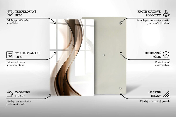 Üveg vágódeszka Absztrakt barna vonalak