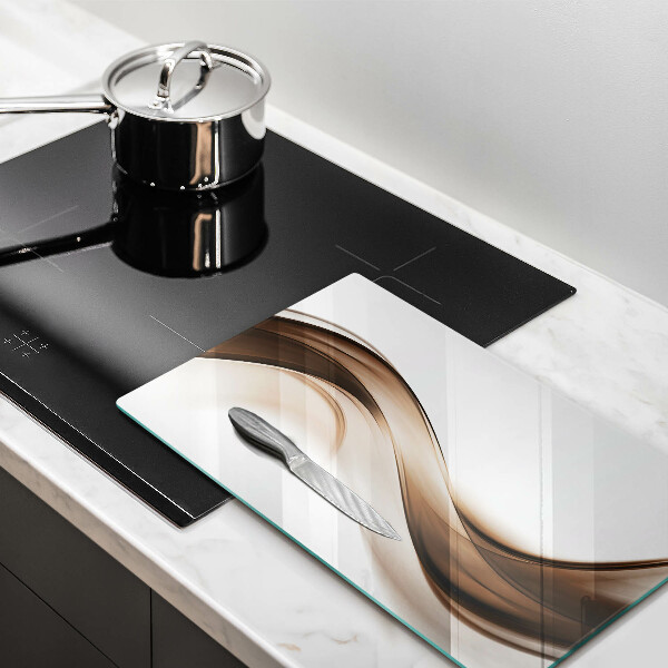 Üveg vágódeszka Absztrakt barna vonalak