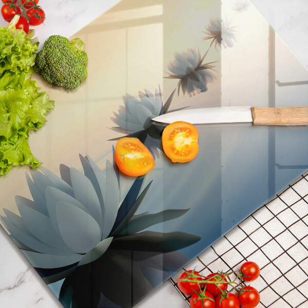 Üveg vágódeszka Liliom virágok a vízen