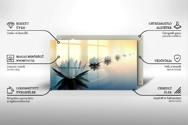 Üveg vágódeszka Liliom virágok a vízen