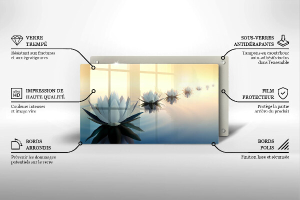 Üveg vágódeszka Liliom virágok a vízen