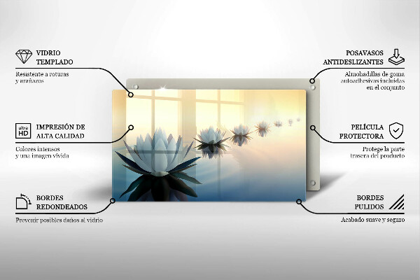 Üveg vágódeszka Liliom virágok a vízen