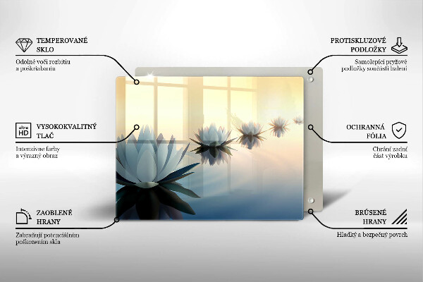 Üveg vágódeszka Liliom virágok a vízen