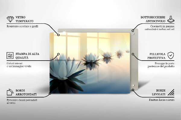 Üveg vágódeszka Liliom virágok a vízen