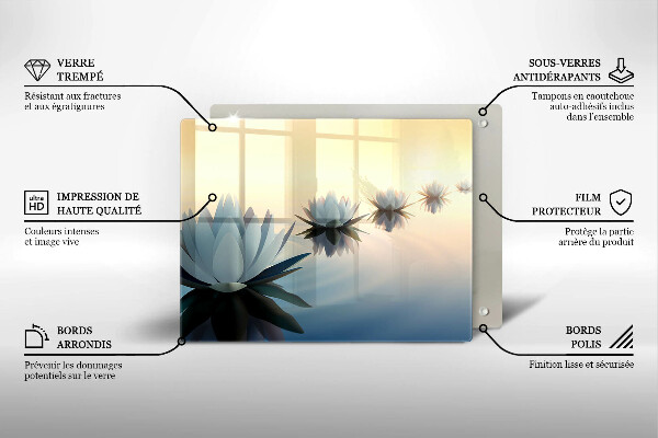 Üveg vágódeszka Liliom virágok a vízen