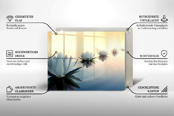 Üveg vágódeszka Liliom virágok a vízen