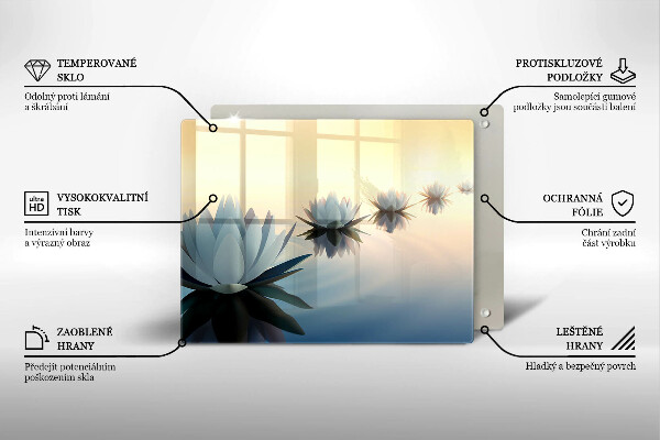 Üveg vágódeszka Liliom virágok a vízen