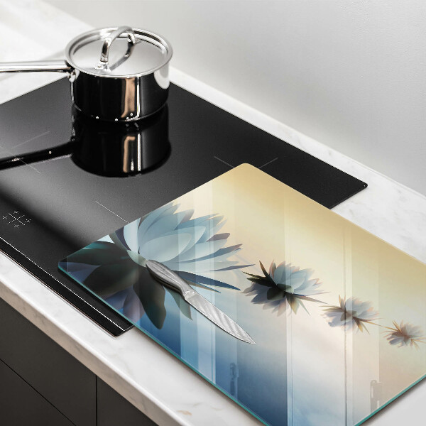 Üveg vágódeszka Liliom virágok a vízen