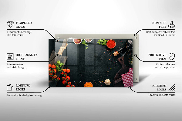 Üveg vágódeszka koktélparadicsom