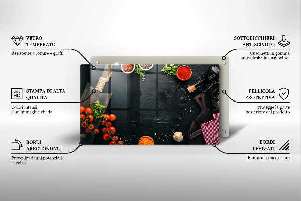 Üveg vágódeszka koktélparadicsom