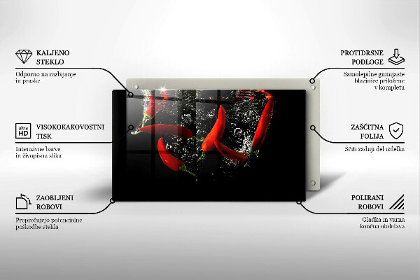 Üveg vágódeszka Chili paprika vízben